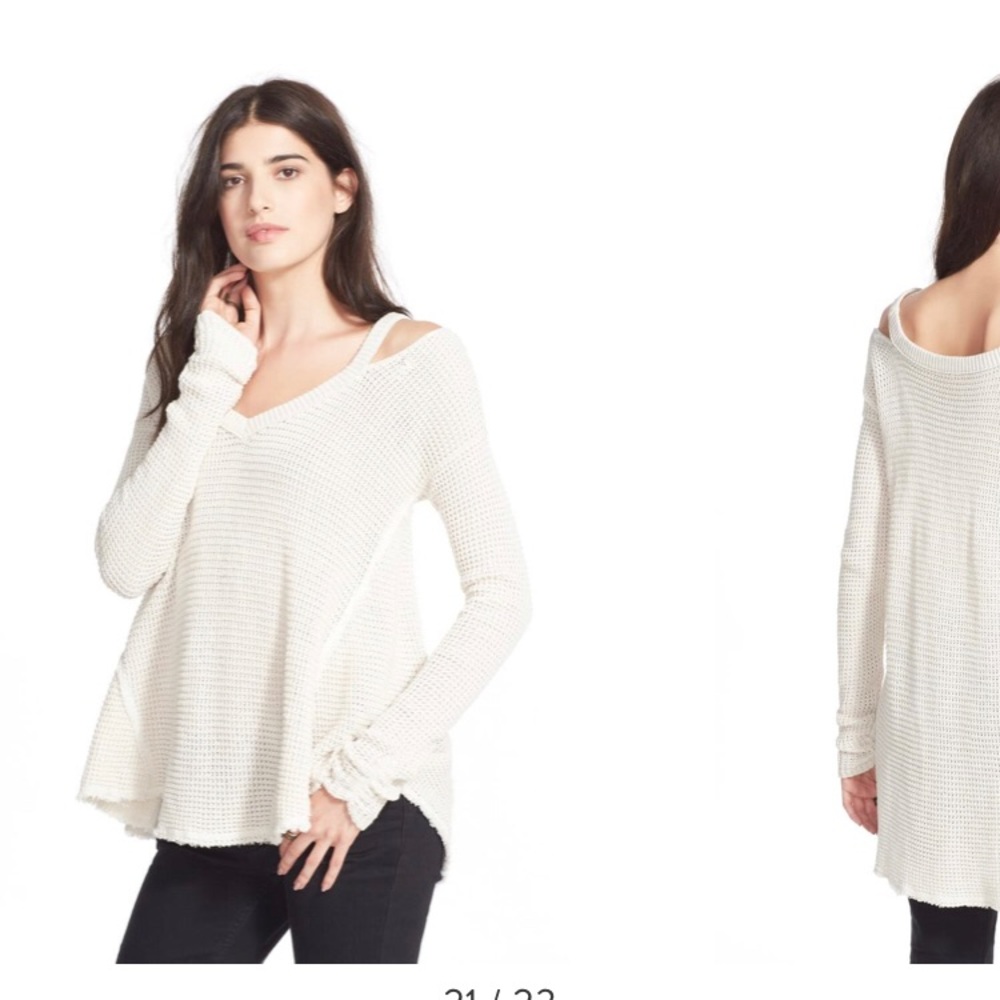 Free People Moonshine V Cold Shoulder Sweater